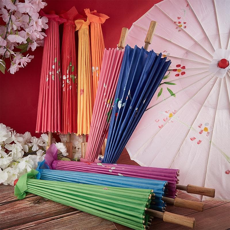 82/84 cm Seidentuch Damen Regenschirm Japanische Kirschblüten Antiker Tanzschirm Dekorativer Regenschirm aus Ölpapier im chinesischen Stil