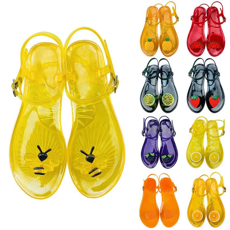 Damen Fruchtgelee Sandalen – Klare Weiche PVC Sommer Hausschuhe, Rutschfeste Lässige Strandschuhe, Transparente Zitronen Sandalen cm