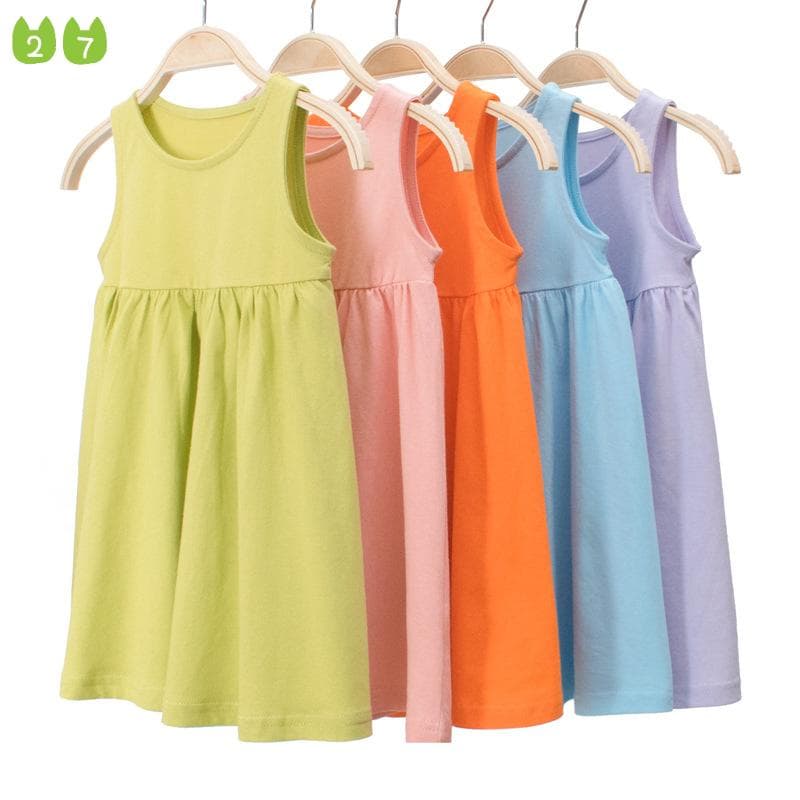 Marke Mädchen Kleid Kinder süße ärmellose Weste Strapskleid 110cm