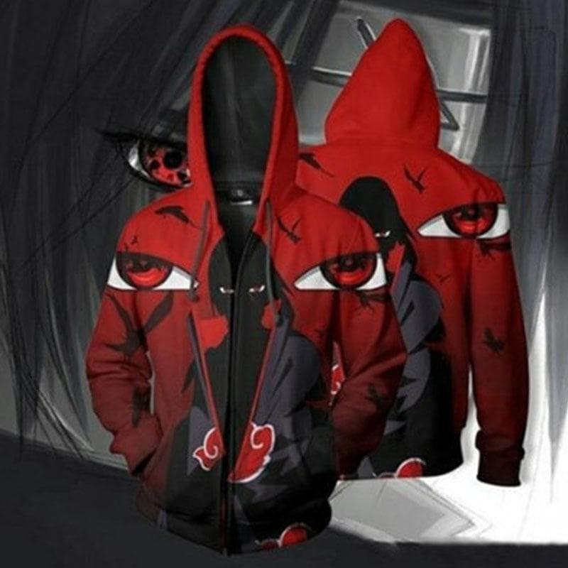 Hochwertige Anime Naruto Rei Akatsuki Bedruckte Reißverschlusspullover Kapuzenpullover Anime Pullover Anime Cosplay Plus Size cm