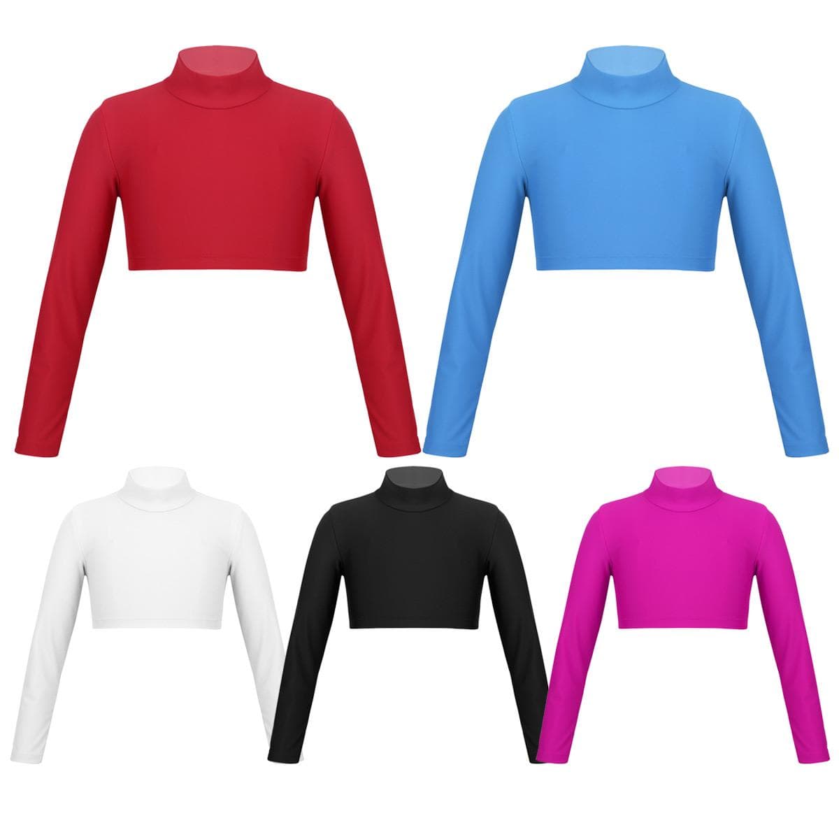 Langärmliges Ballett-Gymnastik-Crop-Top für kleine große Mädchen, sportliches T-Shirt-Top, Yoga-Cheerleader-Tanzbekleidung cm elfenbein