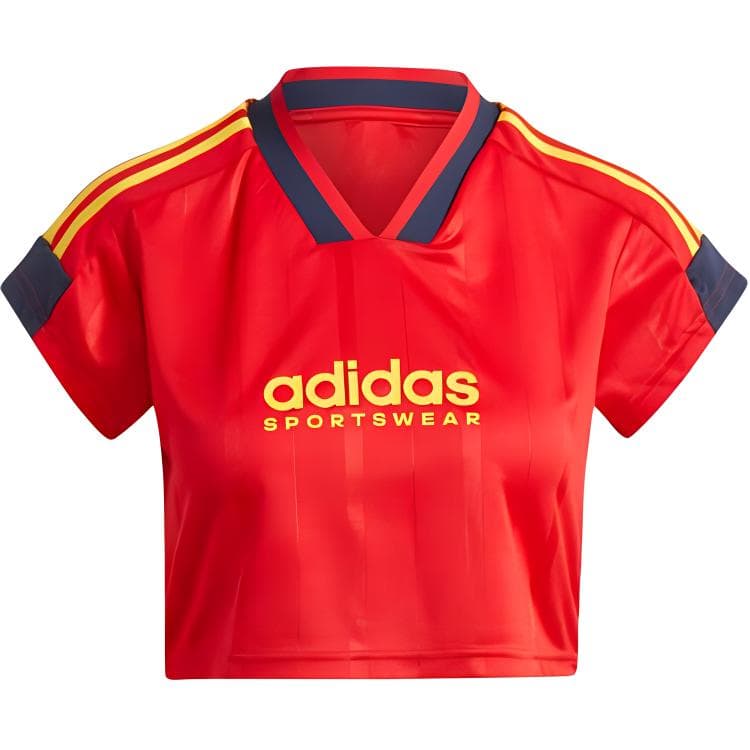 adidas Femmes Maillot Crop Tiro Coupe 3 Bandes Better Scarlet/Legend Ink/Bold Gold Vêtements de Rue IZ2091 cm
