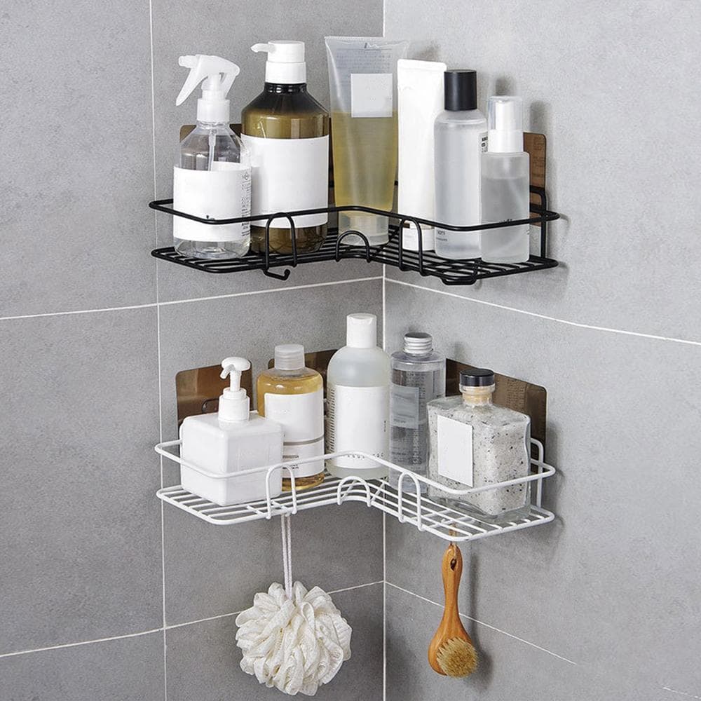 Eisen Badezimmer Regal Dusche Wand Halterung Shampoo Lagerung Halter Mit Saugnapf Kein Bohren Küche Lagerung Bad Zubehör schwarz