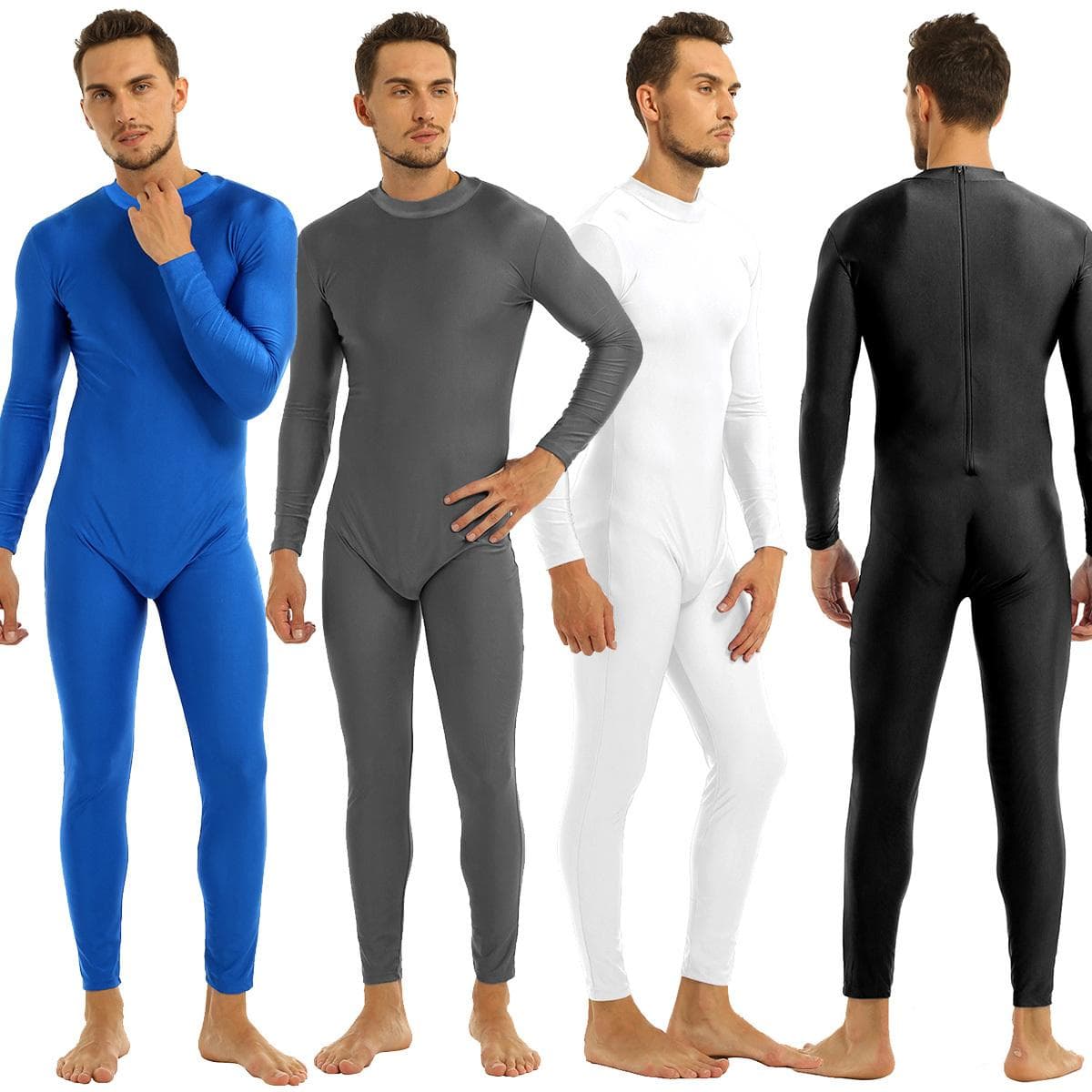 Herren Rollkragen-Kostüm, Ganzanzug, Spandex, langärmelig, Bodysuit, Zentai-Anzug cm blau