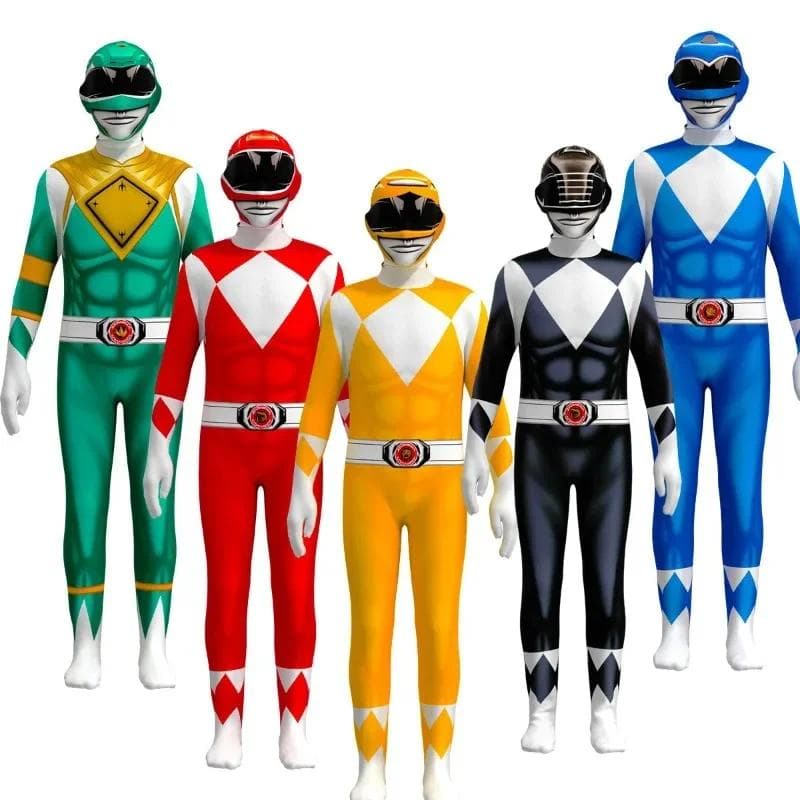 Fantasia Power Samurai Rangers Cosplay Kostüm Erwachsene Morpher Mighty Morphin Superhelden Maske Overall Zentai Anzug Halloween 170cm rosa
