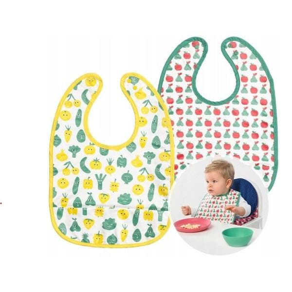 IKEA Martbro wasserdichtes Lätzchen, Baby-Lätzchen zum Essen, Gelb/Grün, 2P, 1 Set, 2 Stück
