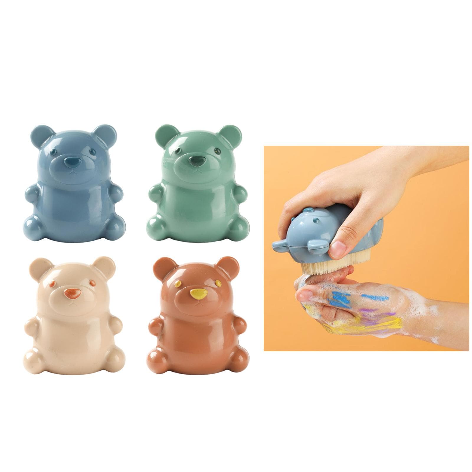 Bärenmuster Fingernägel Reinigungsbürste Kinder Nagelbürste für Babys und Kinder Weiche Borstenbürsten Nagelbürste grün