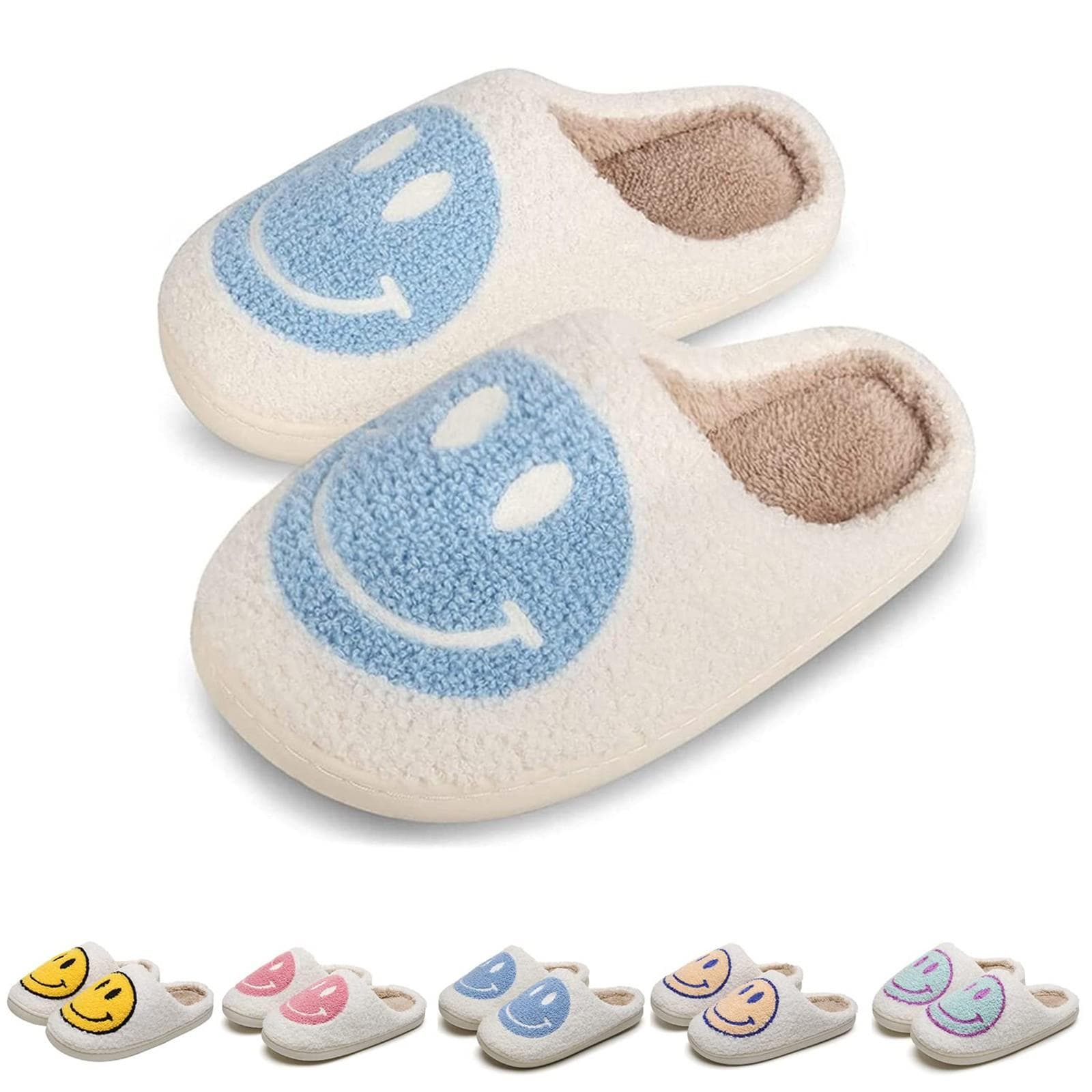 Gesichts-Hausschuhe für Kinder, Happy Face Hausschuhe, weicher Plüsch, warme Hausschuhe, rutschfeste Winter-Hausschuhe für Jungen und Mädchen cm