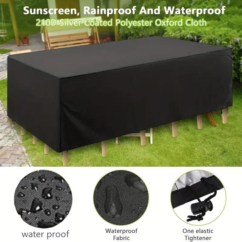 Quadratische Terrassenmöbelabdeckung, wasserdichte Outdoor-Möbelabdeckung, winddichte, staubdichte, UV-beständige Outdoor-Tischabdeckung silber