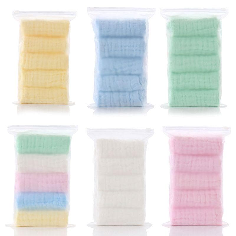 5 teile/los Baby Taschentuch Quadrat Gesicht Handtuch Musselin Infant Gesicht Handtuch Wischen Tuch blau