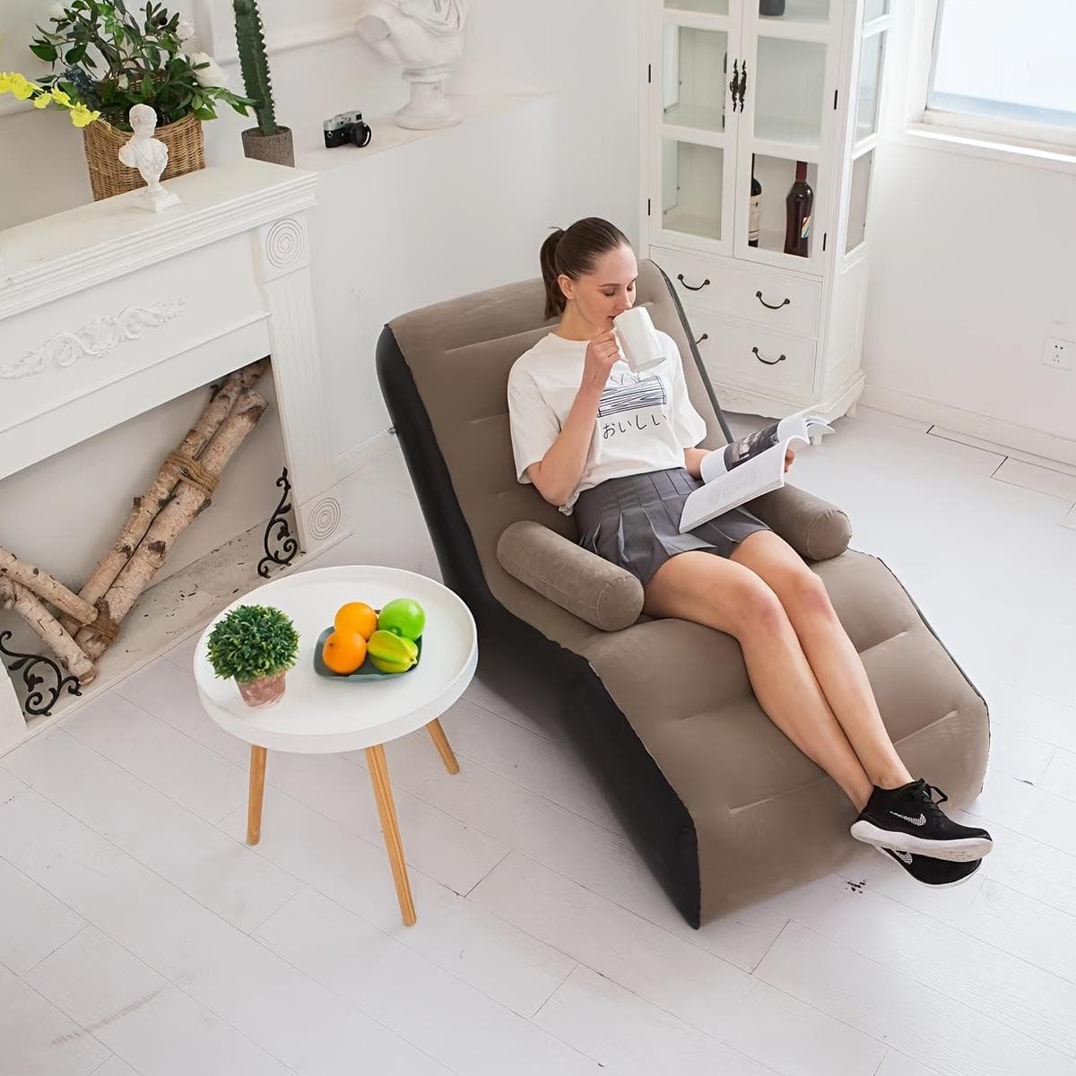 1pc S-förmigen Aufblasbare Faul Sofa Sand Finden Künstliche Menschlichen Engineering Freizeit Bett Liege Tragbare kaffeebraun