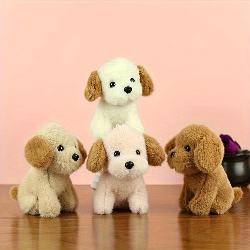 Niedlicher Welpenanhänger Plüschtier Teddyhund Puppe Taschenanhänger Puppe Schlüsselanhänger weiß