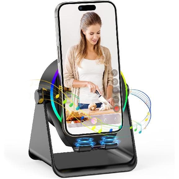 Kabelloser Induktionslautsprecher, Multifunktionaler Bluetooth-Lautsprecher mit Telefonständer und RGB-Licht, HD-Surround-Sound, Kompatibel mit