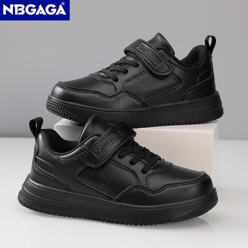 Kinder Sneaker Jungen Freizeitschuhe Schwarz Leder Flache Schüler Wanderschuhe Rutschfeste Mädchen Leichte Sport Tennisschuhe cm