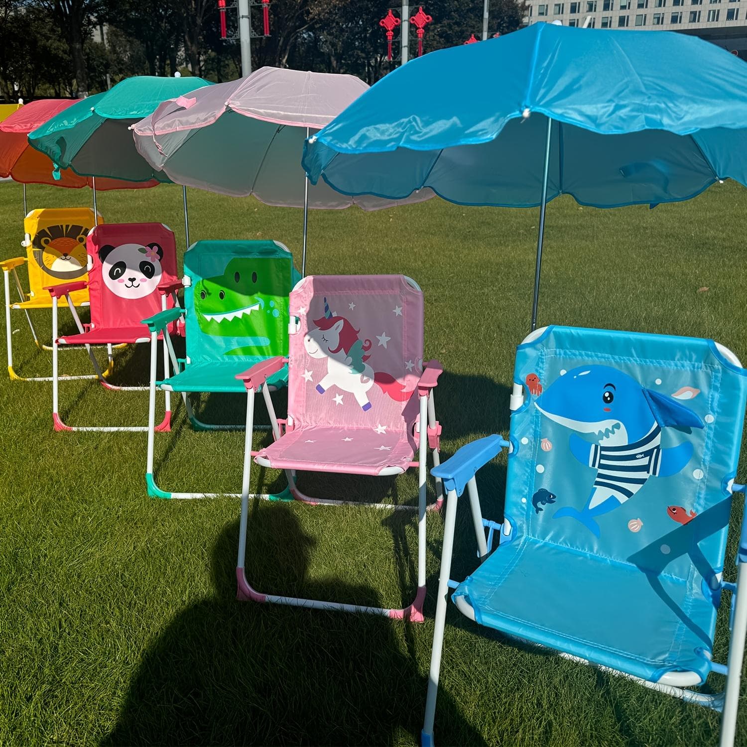 Chaise de camping pliante pour enfants - Chaise de camping pour enfants avec parasol extérieur - Légère et robuste - jaune