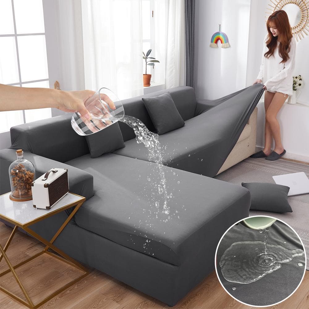 Wasserdichte elastische Sofabezüge für Wohnzimmer, einfarbig, Sofabezug, Stretch-Couchbezug, Eck-L-förmiges Sofa, kaufen Sie 2 Stück navy blau