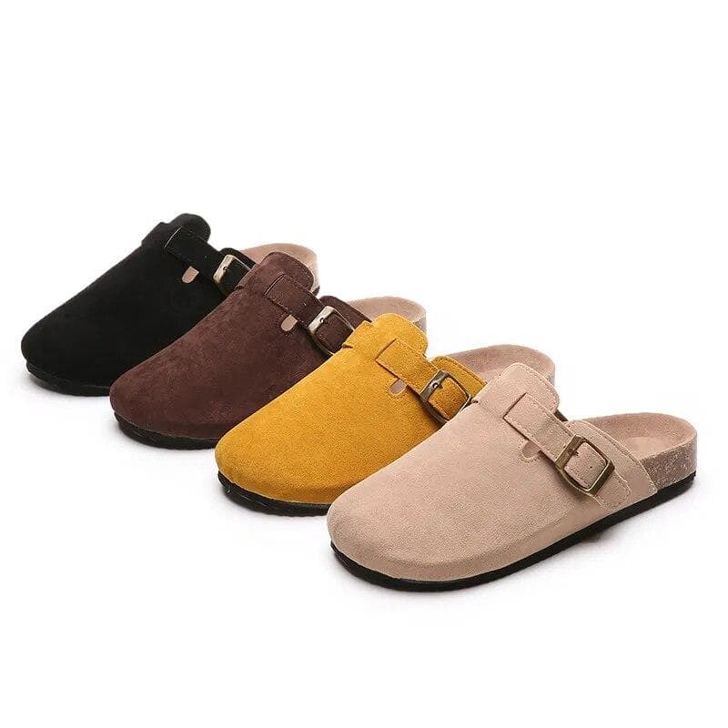 Mode Boston Clogs Damen Wildleder Pantoletten Hausschuhe Kork Einlegesohle Slides mit Fußgewölbeunterstützung Outdoor Lovers Strandsandalen cm