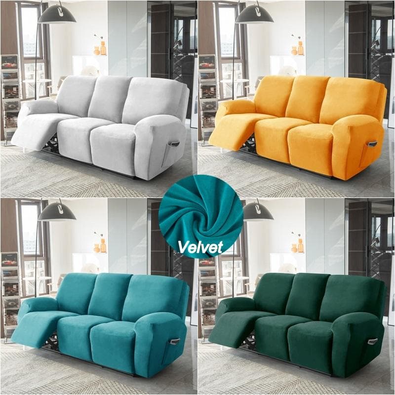 1 2 3 Sitzer Sofabezug aus Samt für Relaxsessel, elastisch, geteilt, All-Inclusive-Sofabezug, Loungesesselbezug mit Seitentasche