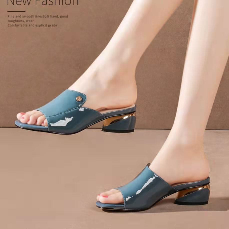Sandalen Damen Mittlerer Absatz Dicker Absatz Sommer Neue Damenschuhe Weiche Ledersandalen Hausschuhe Tragen Mode Fischmaul Große Damenschuhe