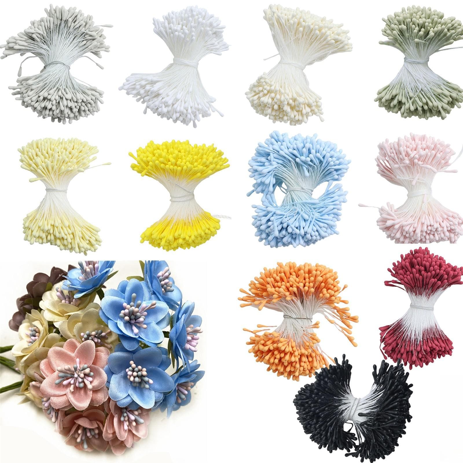 400 stücke 2mm Moulti Optionen Künstliche Blume Staubblatt Perle Floral Stempel Für Hochzeit Party Dekoration DIY Zubehör weiß