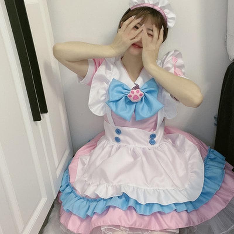 S~5XL Scione Frauen Cosplay Lolita Kleid Große Größe Süßes Dienstmädchenkostüm Cosplay Japanisches Anime Cosplay Mädchen JK Rosa Kostümkleid