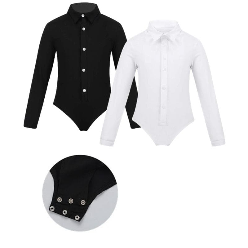 Kinder Jungen Latein Modern Abschlussball Tanz Trikot Performance Kostüme Langarm Revers Shirt Trikot cm weiß