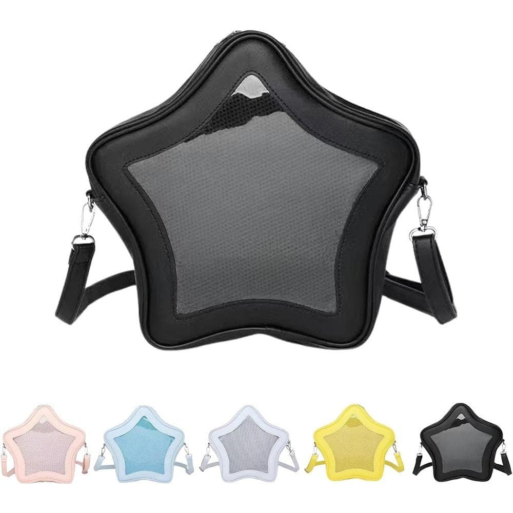 Sternförmiger Rucksack, wasserdichte Vordertasche, transparenter Rucksack, Umhängetasche, süße, coole, würzige Schultasche für Mädchen gelb