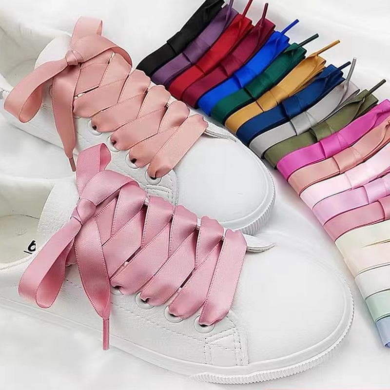 Seidenschnürsenkel Satinband Flache Schnürsenkel Damen Sneaker Schnürsenkel Stiefelschnürsenkel für Schuhe Damen Herren 1CM Breite Schuhband