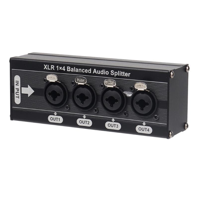 Professioneller 6,5-mm-3-Pin Balanced Sound Splitter 1 Eingang 4 Ausgänge Verteiler Splitter Box Geräuschisolierungsgerät