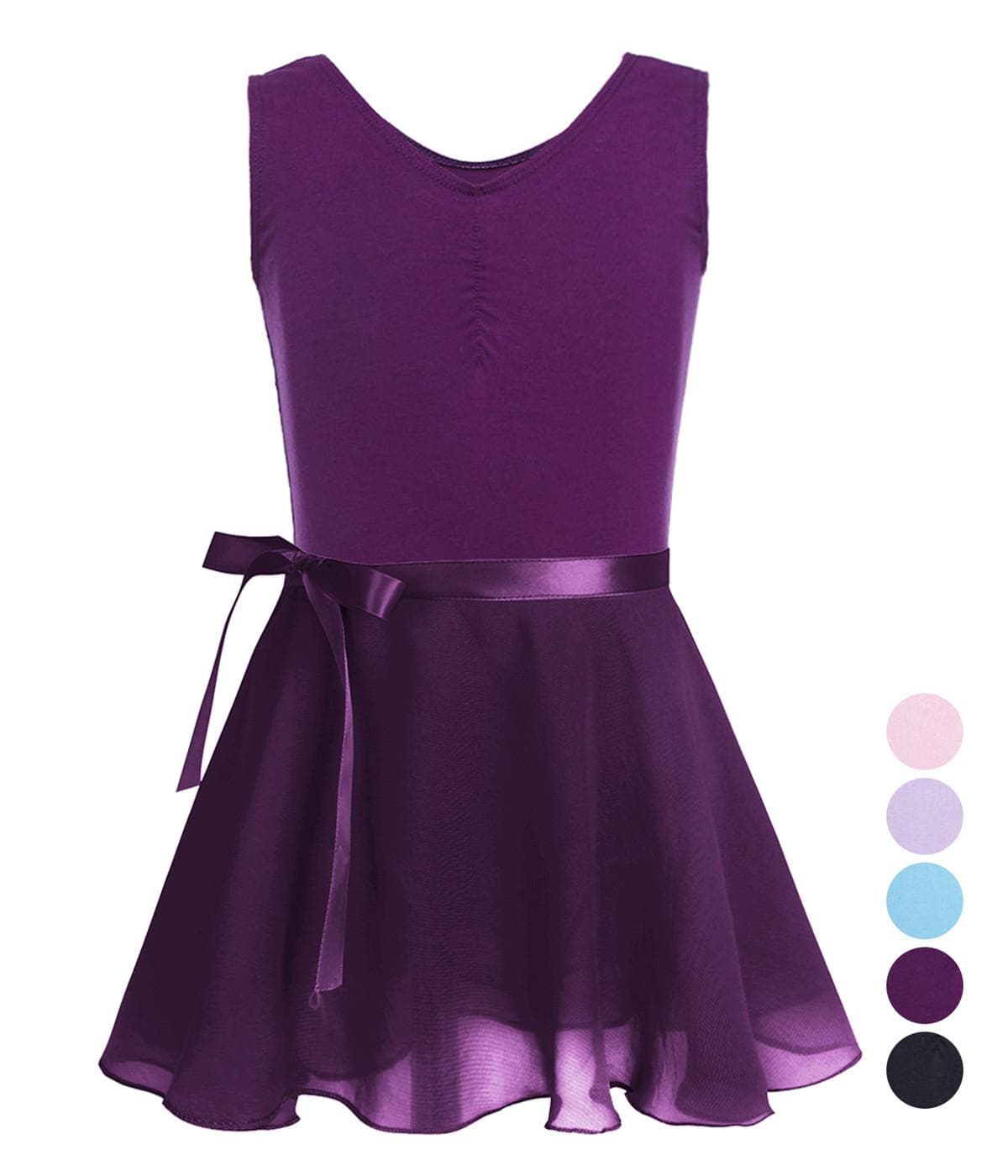 Mädchen Baumwolle Ärmelloses Ballett Tutu Kleid Gymnastik Trikot Chiffon Rock Ballerina Party Dancewear cm lavendel