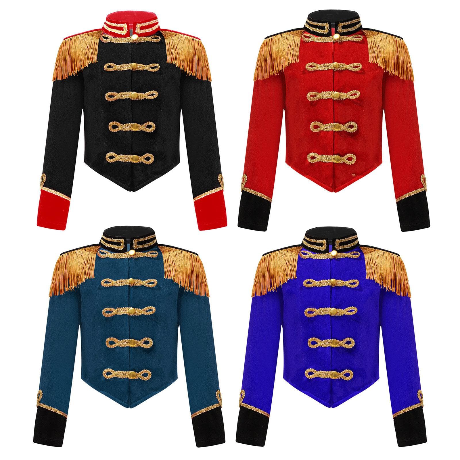 Kinder Zirkusartist Kostüm Stehkragen Verzierte Jacke Epauletten Details Rollenspiel Kleid cm rot
