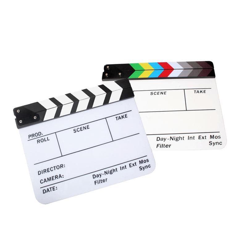 Acryl-Schindel, trocken abwischbar, Regisseurfilm, Filmklappe, Schiefer, 9,6 * 11,7 Zoll, mit Farbstiften