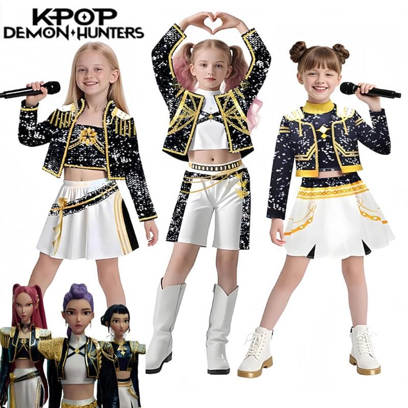 KPop Dämonenjäger Mira Rumi Zoey 3D-gedruckte Outfits Film Mode Cosplay Kostüm Halloween Karneval Schule Per 140cm