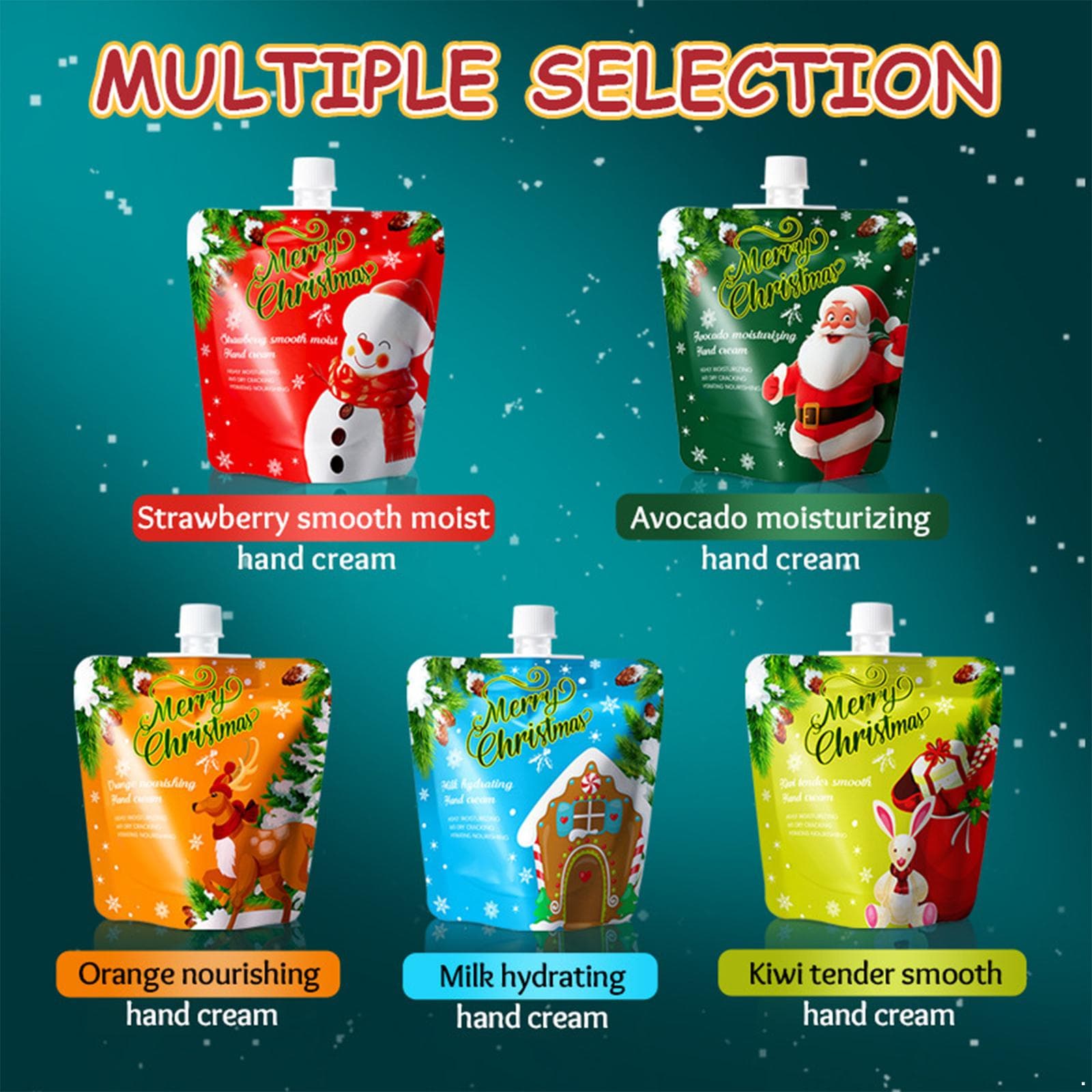 5-teiliges luxuriöses Weihnachts-Handcreme-Geschenkset - Feuchtigkeitsspendende Lotion mit Sheabutter & Vitamin E zur Pflege & Beruhigung trockener