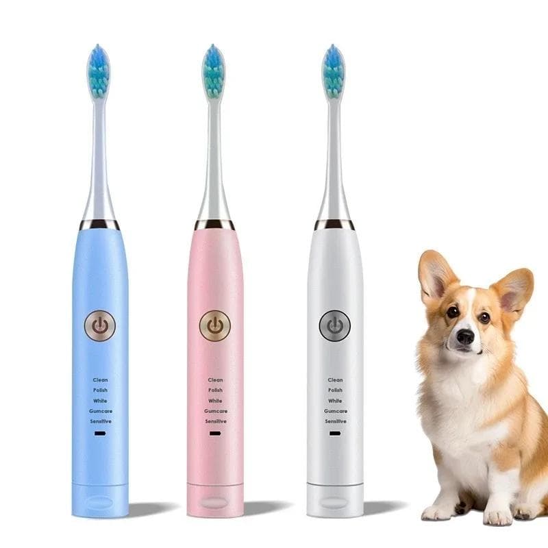 Elektrische Zahnbürste für Haustiere, Zahnreinigungswerkzeug für Hunde und Katzen, wiederaufladbare elektrische Hundezahnbürste über USB mit