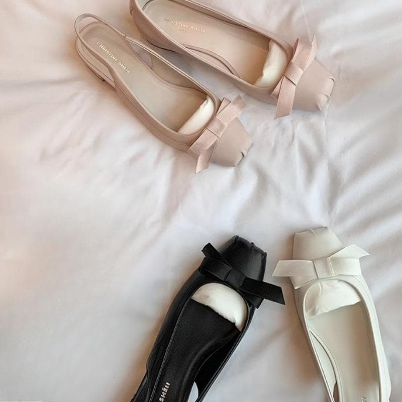 Vielseitige Ballerinas mit Blockabsatz Damen Schuhe und Sandalen cm weiß