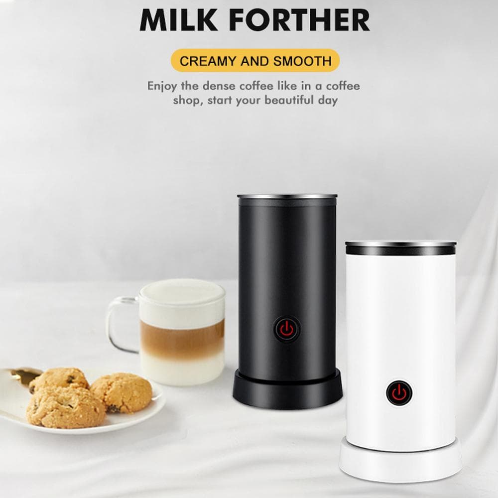 Elektrischer Milchaufschäumer 4-in-1, 600 W, 240 ml/8,12 Unzen, Heiß- und Kaltmilchaufschäumer, geräuschloser Betrieb, rutschfest weiß