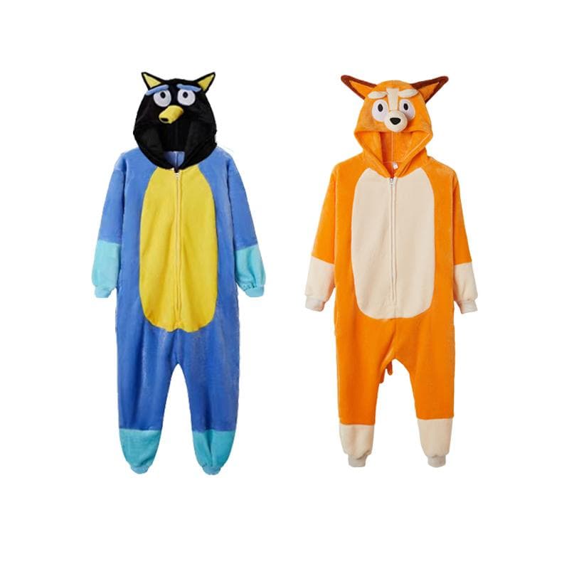 Bingo Kigurumi Bluey Einteiler für Kinder, Cartoon-Pyjama Tier Cosplay Kostüm Halloween Weihnachtsgeschenk, Outfits Jungen Mädchen Homewear