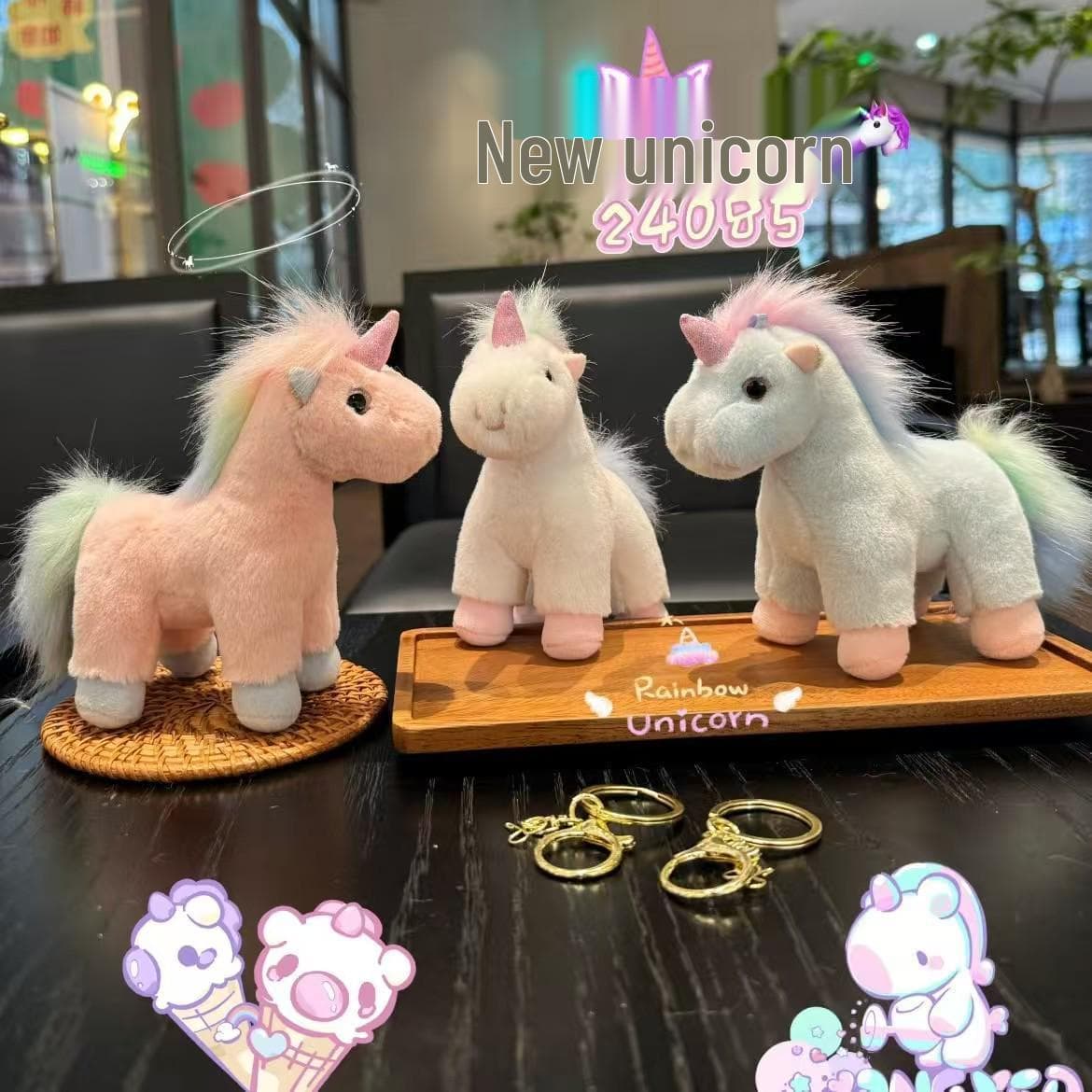 Bezaubernder Einhorn Plüschtier Schlüsselanhänger & Taschenanhänger