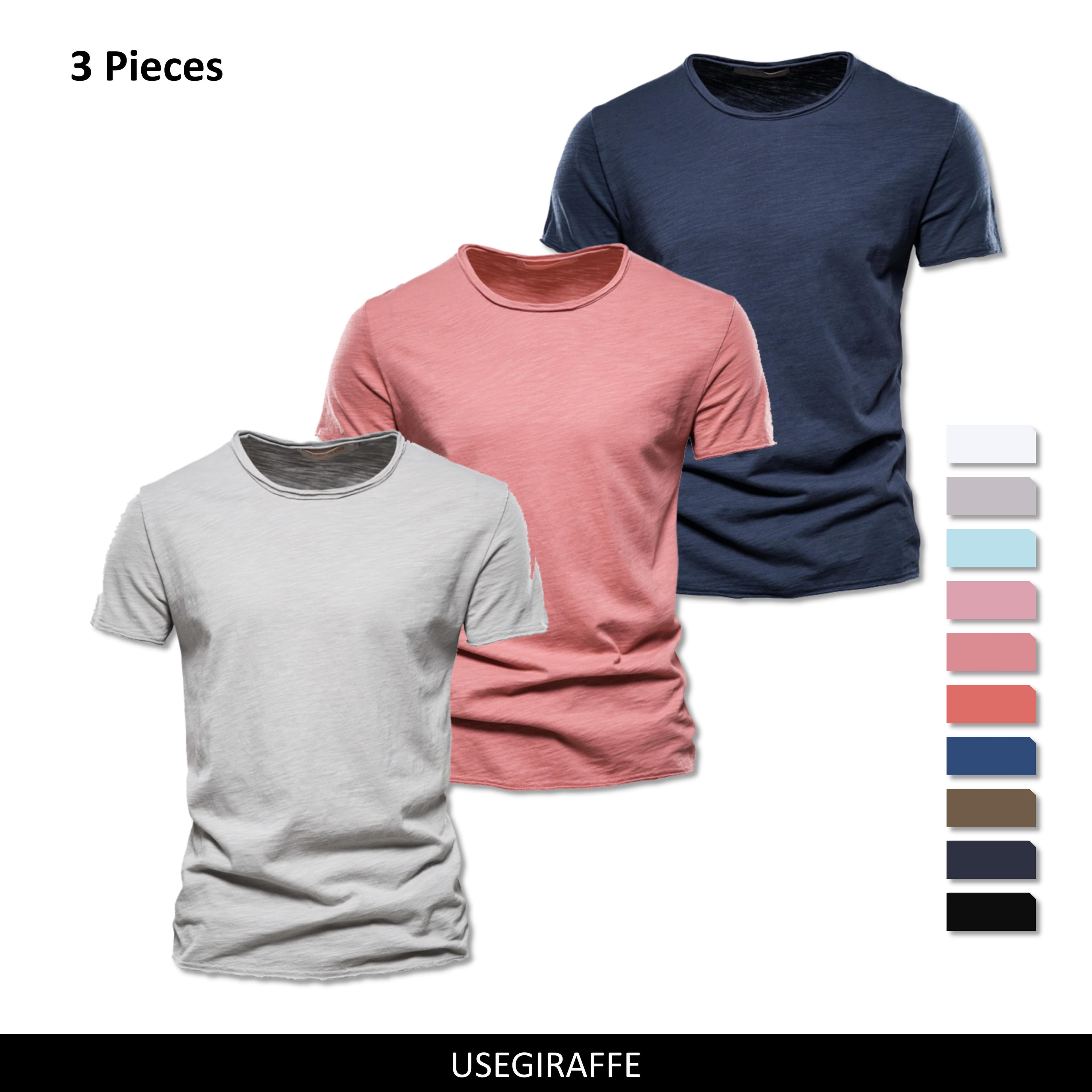 3 TEILE/SATZ Sommer 100% Baumwolle Oansatz T-shirt Männer Soild 10 Farben Herren T-shirts Casual Kurzarm Männliche Grundlegende Tops Tees cm