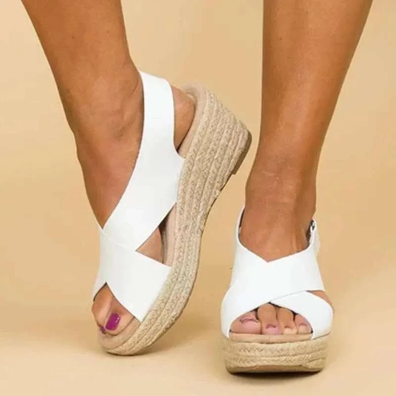 Damen Sandalen 2024 Neue Damenabsätze Sommer Sandalen Plateau Sandalias Mujer Weiche Keilschuhe für Damen Sommer Schuhe Sandalias cm weiß