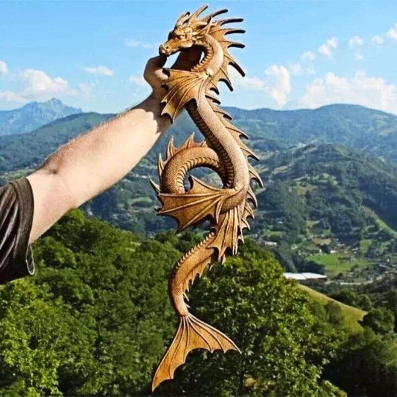Einzigartige Drachen-Dekoration, Kunstharz, Simulations-Drachenstatue, Wandbehang für Hof, Garten, Heimdekoration, Basteln, Doppel-Drachen 2023,