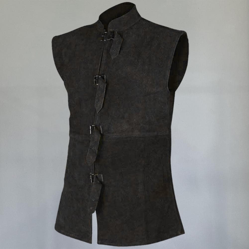 Herren Weste Vintage Mittelalter Renaissance Gentleman Bühnenperformance Ärmellos Einfarbig Stehkragen Rollenspiel Cosplay Cos cm schwarz