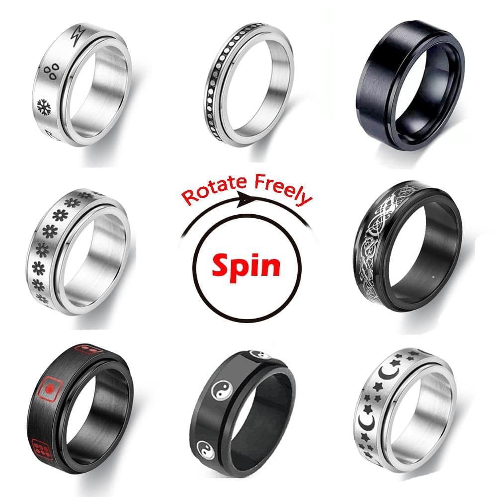 Spinnerringe aus Edelstahl, frei drehbar, Anti-Stress-Zubehör, Schmuck, Geschenke