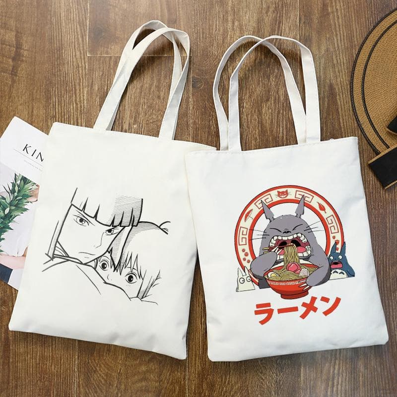 Totoro Studio Ghibli Miyazaki Hayao Shopper-Tasche, Anime-Taschen, Cartoon-Druck, Einkaufstaschen, Eco-Canvas-Einkaufstasche, Pacakge-Strandhandtasche