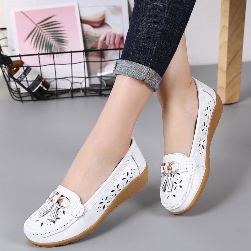 Damenschuhe, flache Schuhe, Keilabsatz, zum Hineinschlüpfen, lässige Loafer aus echtem Leder cm schwarz