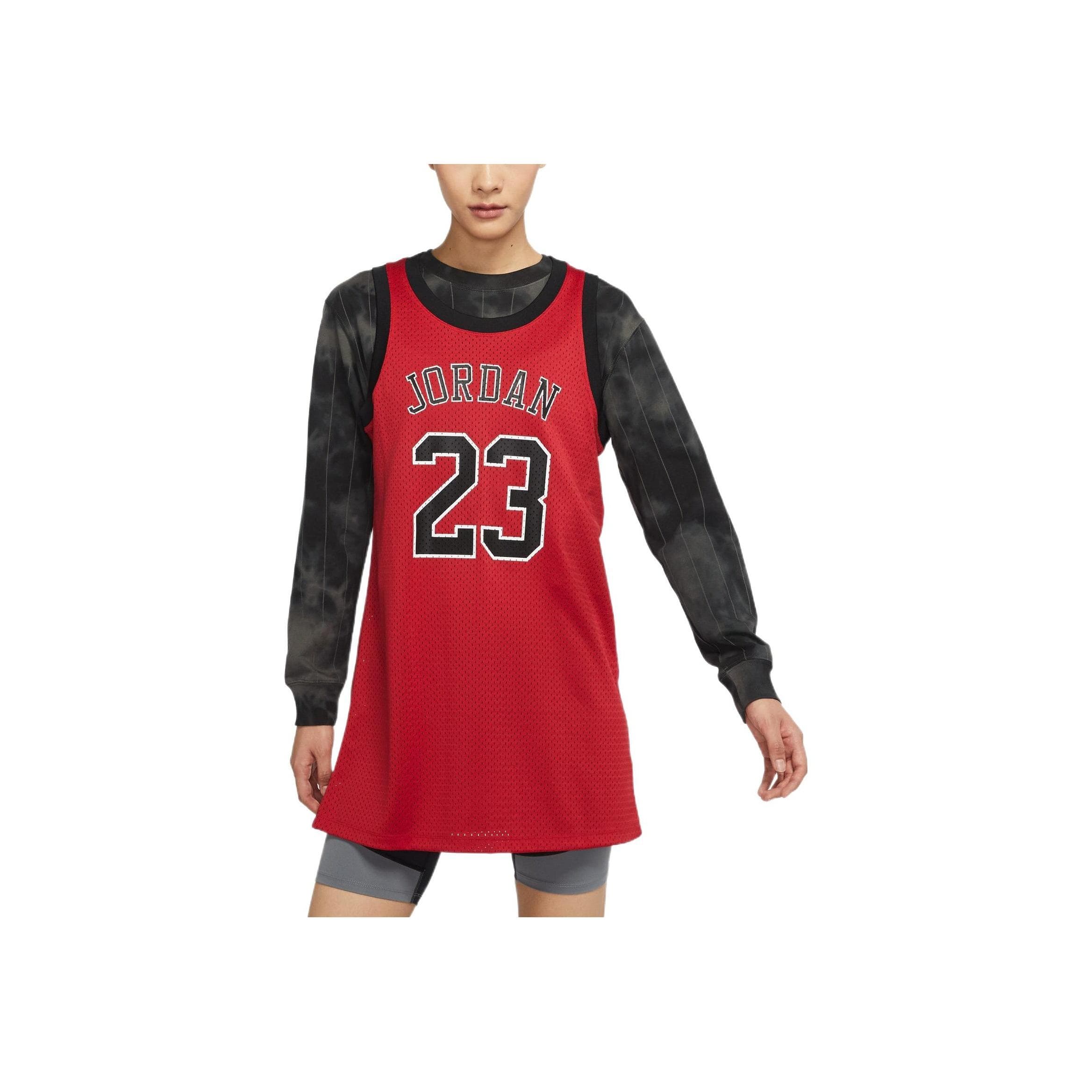 Robe sans manches en tricot imprimé respirant et écologique avec logo Jordan pour femme Rouge DO5030-687 cm