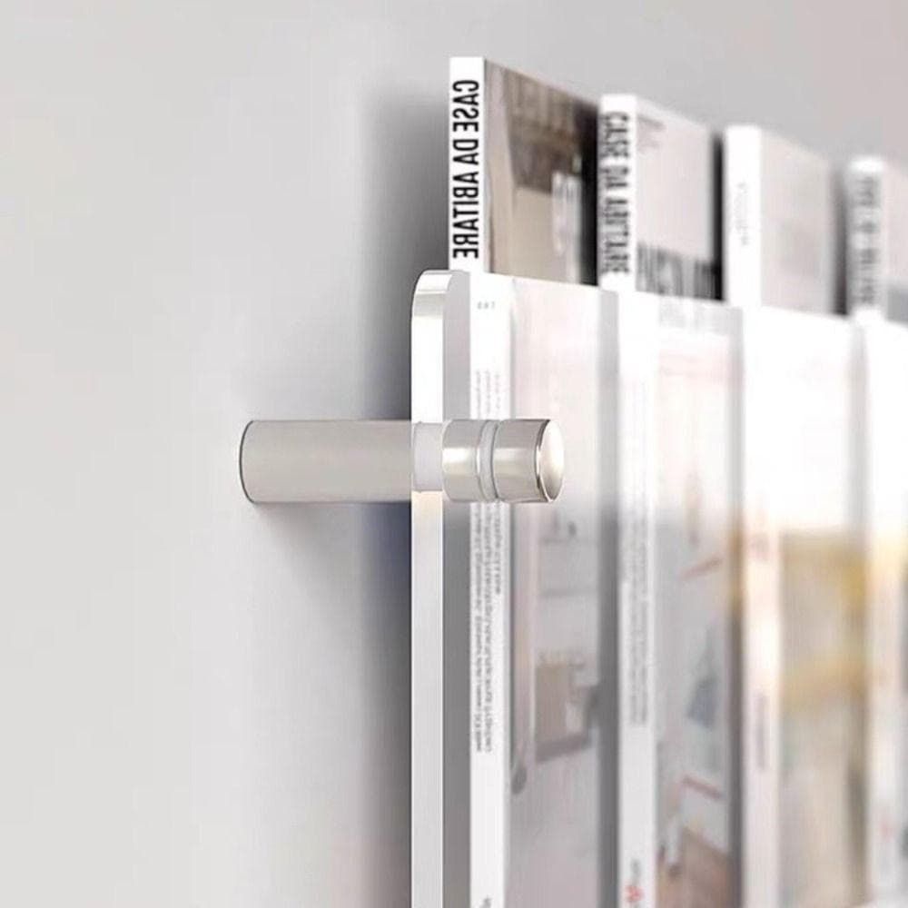 Porte-revues en acrylique à fixer au mur Organisateur de littérature Étagères flottantes Porte-brochures Support de dépliants italiens Disques