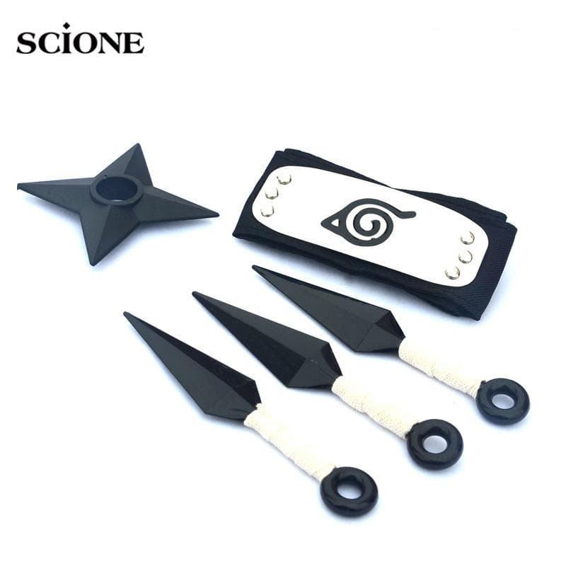 Scione Anime Cartoon Kunai Set Shuriken Stirnband Cartoon Anime Cosplay Kunststoff Requisiten Ninja Waffe Geschenke