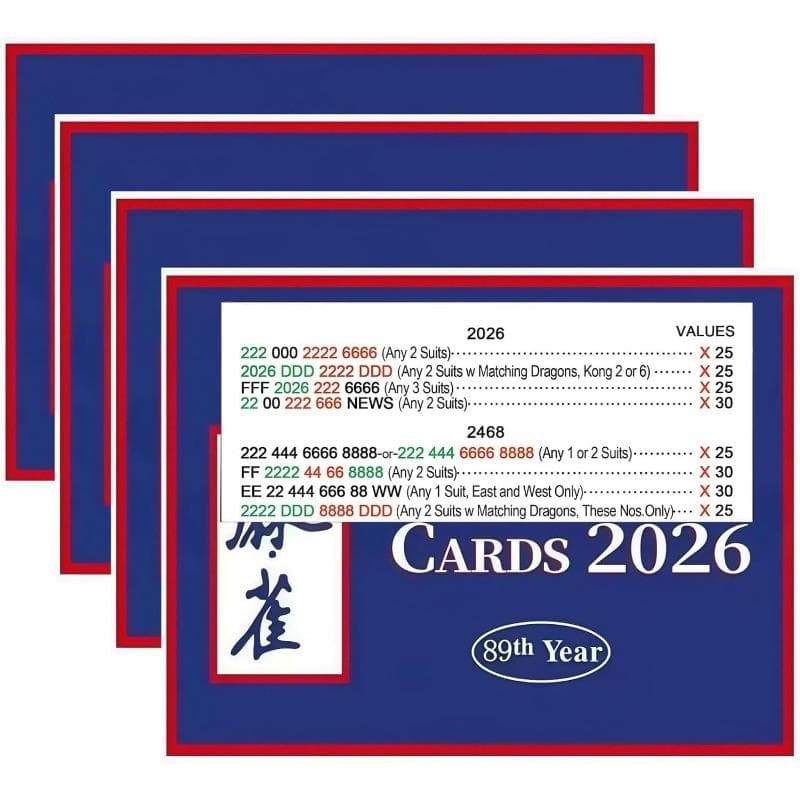 2026 Cartes de Mahjong Révision Officielle, Grande Impression Facile à Lire, Cartes de Référence de Mahjong Américain pour Passionnés
